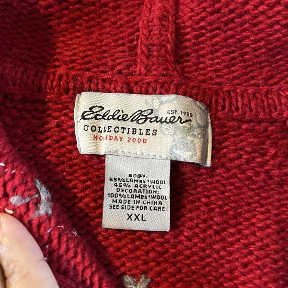 Eddie Bauer Collections Holiday'08 Wool Snowflake Hooded Cardigan Sweater‎ XXL - Picture 3 of 13